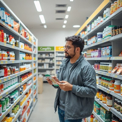 User selecting health supplements