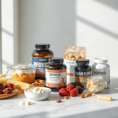 Food supplement products on a table
