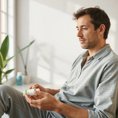 User using health supplements