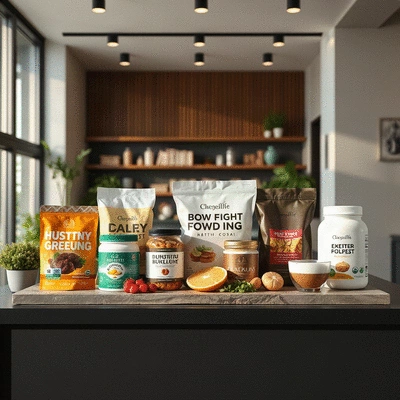 Healthy weight loss products on display
