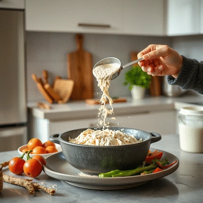 Lifestyle image of protein powder usage in healthy cooking