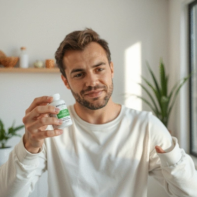 User using health supplements