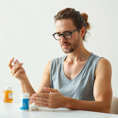 User engaging with joint supplements