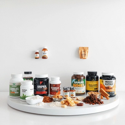 Sport supplements variety on display