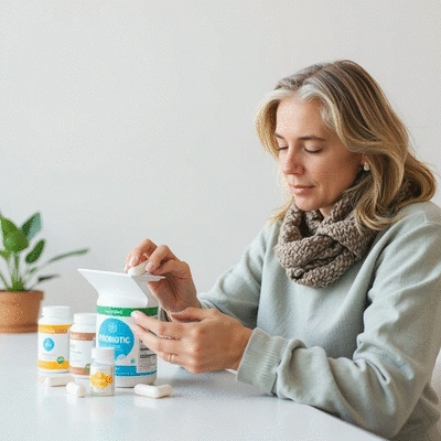 User reviewing probiotic supplements