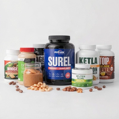 Product display of sports supplements
