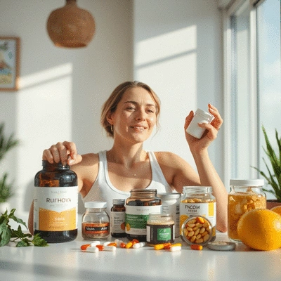 Lifestyle image of health supplements in use