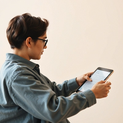 User submitting online form on tablet