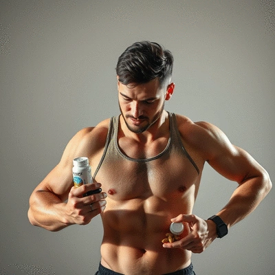 User engaging with fitness supplements