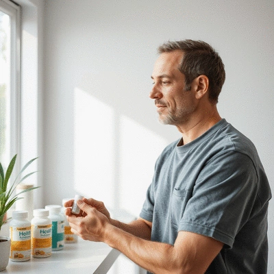 User using health supplements