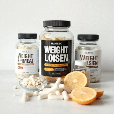 Image of white label weight loss products on a clean background
