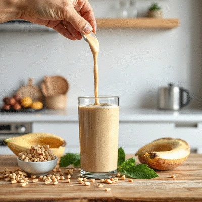 Lifestyle image of pea protein being used in smoothies