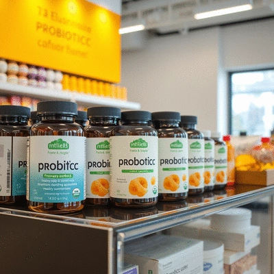 Probiotic products on display