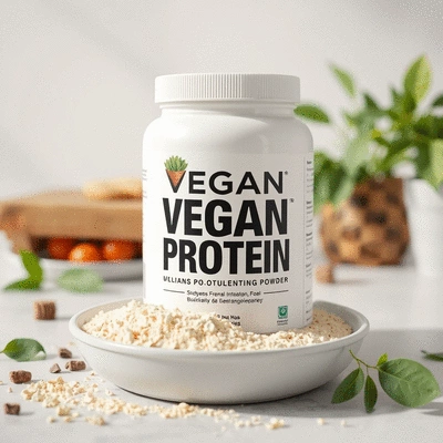 Vegan protein powder in a natural setting