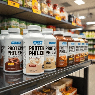 Image showing protein shake products on a shelf