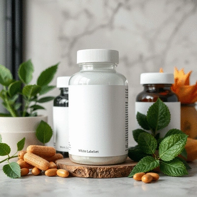 Display of white label health supplements