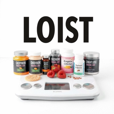 Weight loss products on a scale