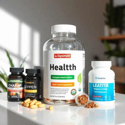 Health supplement products on display