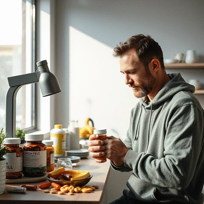User working on health supplements