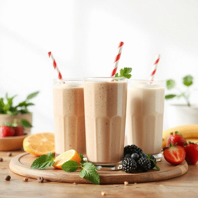 Image of protein shakes in a lifestyle setting