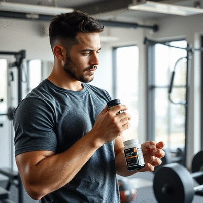 User using gym supplements