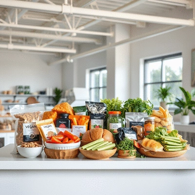 Vegan products on display