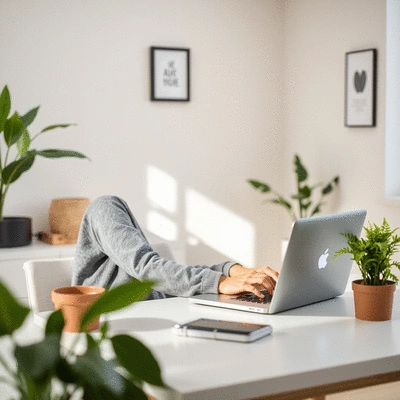 Vegan entrepreneur working on a laptop