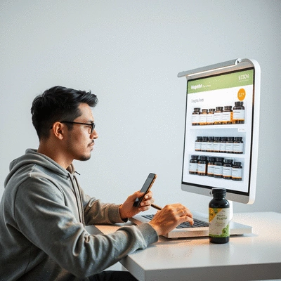 User using dropshipping platform for health supplements