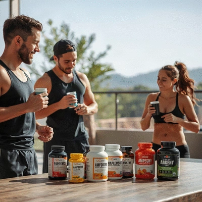 Lifestyle image of athletes using supplements