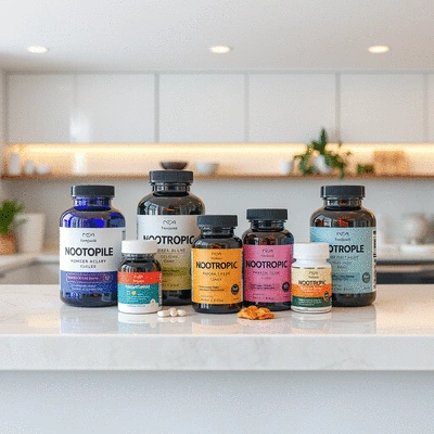 Nootropic products display