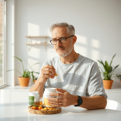 User using health supplements
